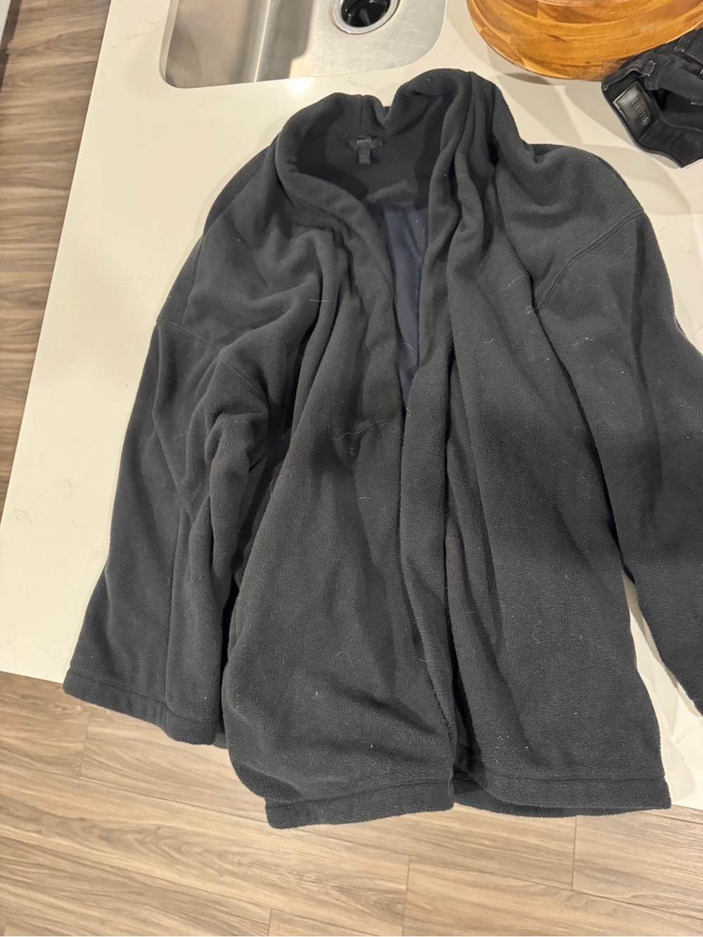 SKIMS Black Cozy Open-Front Fleece Robe